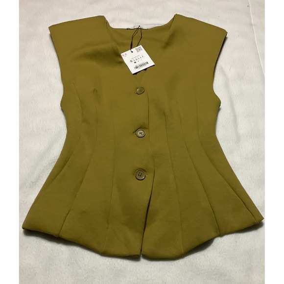 Zara Women's Size S Pant Set Mustard Green Slimming  Flared NWT - Picture 4 of 15